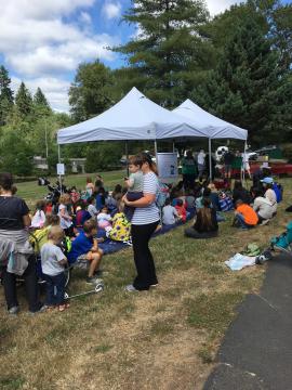 Attendees at Bilingual Storytime in the Park