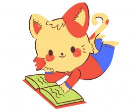 graphic of a cat reading a book
