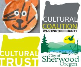 Tiger craft and logos of Cultural Coalition Washington County and Cultural Trust