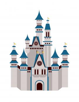 Clipart image of a blue and gray castle.