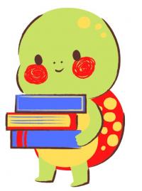 cartoon turtle holding books
