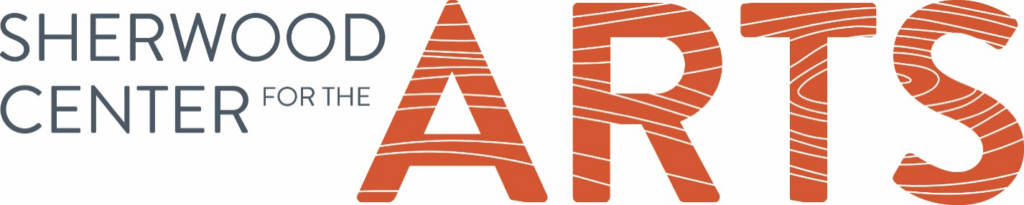 Logo of Sherwood Center for the Arts with the word "ARTS" in large, orange, stylized text.
