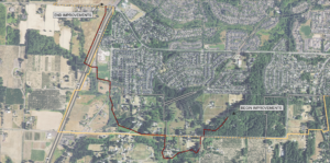 Aerial view of Brookman Sanitary Sewer Trunkline project area