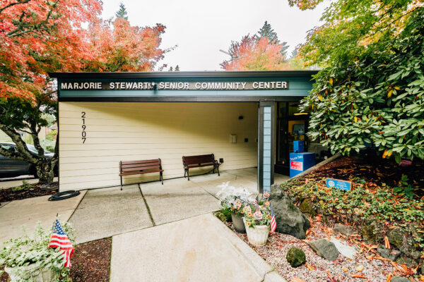 Image of the outside of the Marjorie Stewarts Senior Community Center.