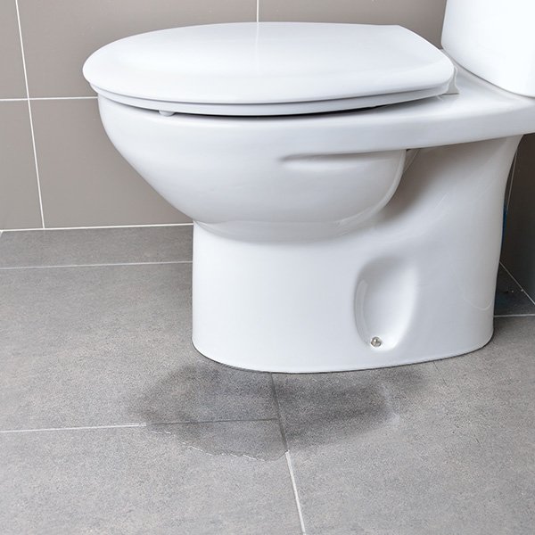 Leakage of water from a toilet due to blockage of the pipe