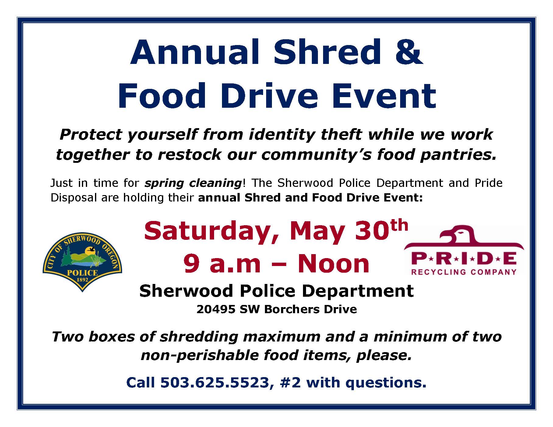 Annual Shred & Food Drive Event