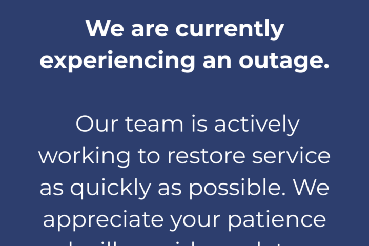 Notice from Sherwood Broadband stating there is a service outage and that the team is working to restore service, with updates to be provided as available.
